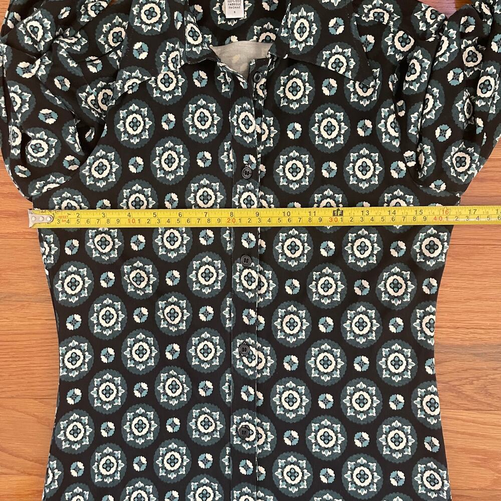 Diane Von Furstenberg Silk Dress Womens 6 Black Green No Belt - Picture 6 of 10